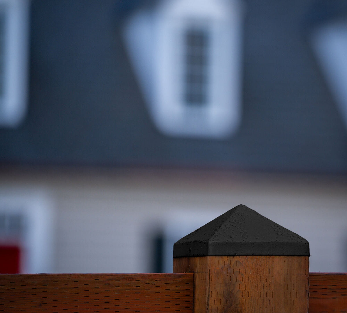 PERMAKAP 6-in x 6-in Black Stainless Steel Pyramid Black Stainless Steel Deck Post Cap