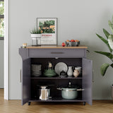 Jarenie Gray Mdf Base with Mdf Wood Top Rolling Kitchen Island (18-in x 35.1-in x 33.9-in)