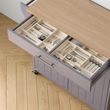 Jarenie Gray Mdf Base with Mdf Wood Top Rolling Kitchen Island (18-in x 35.1-in x 33.9-in)