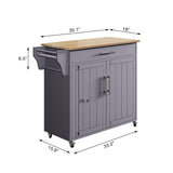 Jarenie Gray Mdf Base with Mdf Wood Top Rolling Kitchen Island (18-in x 35.1-in x 33.9-in)