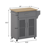 Jarenie Gray Mdf Base with Mdf Wood Top Rolling Kitchen Island (15.8-in x 26-in x 35.2-in)