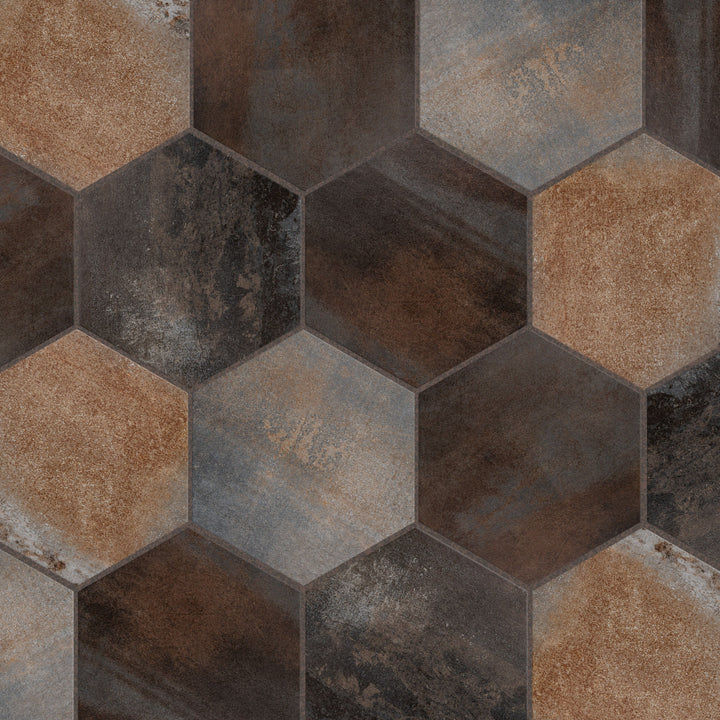 Affinity Tile Industrial Hex Multi Mix 9-in x 10-in Multi-finish Porcelain Hexagon Floor and Wall Tile product image