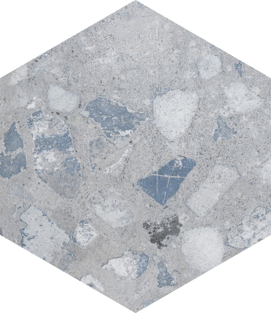 Affinity Tile Recycle Hex River Blue 9-in x 10-in Multi-finish Porcelain Hexagon Floor and Wall Tile product image