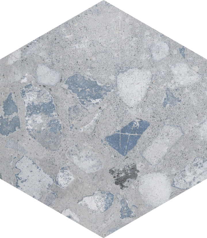 Affinity Tile Recycle Hex River Blue 9-in x 10-in Multi-finish Porcelain Hexagon Floor and Wall Tile product image