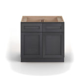 Valleywood Cabinetry 36-in W x 34.5-in H x 24-in D Ideal Gray Birch 2-Drawers Base Ready To Assemble Plywood Cabinet (Flat Panel Shaker Style)