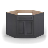 Valleywood Cabinetry 42-in W x 34.5-in H x 24-in D Ideal Gray Birch Diagonal Sink Base Ready To Assemble Plywood Cabinet (Flat Panel Shaker Style)