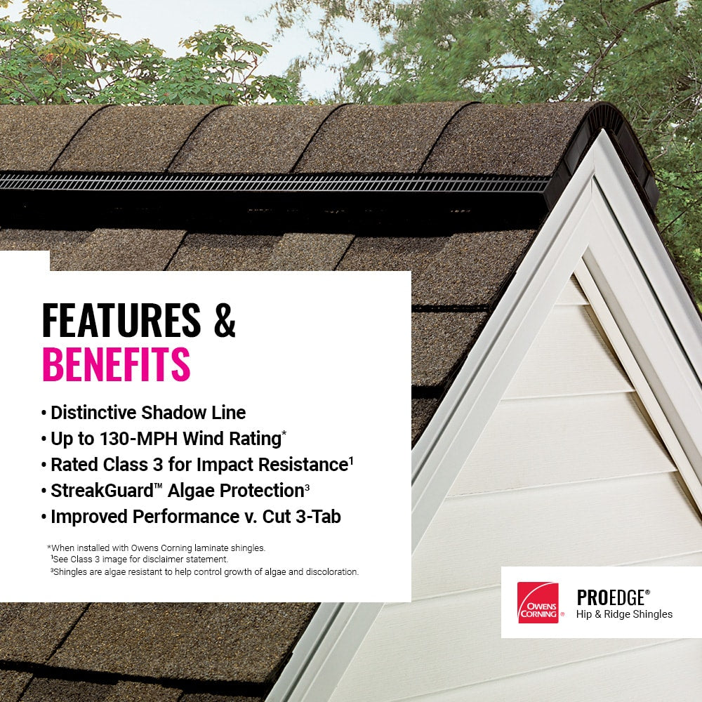 Owens Corning ProEdge Hip & Ridge Roof Shingles, Onyx Black, 41.95 Linear Ft per Bundle