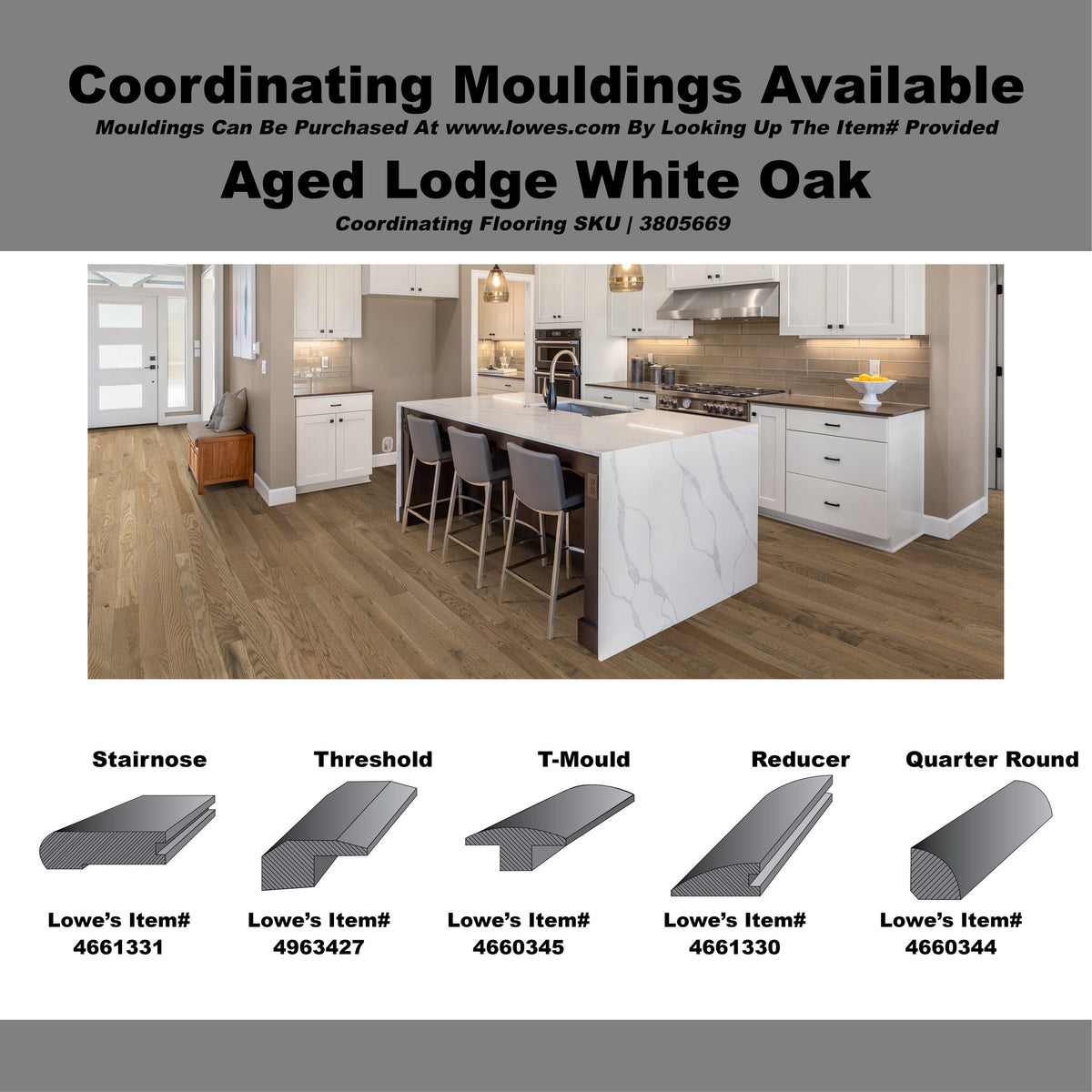 allen + roth White oak Aged Lodge hardwood flooring — detail view