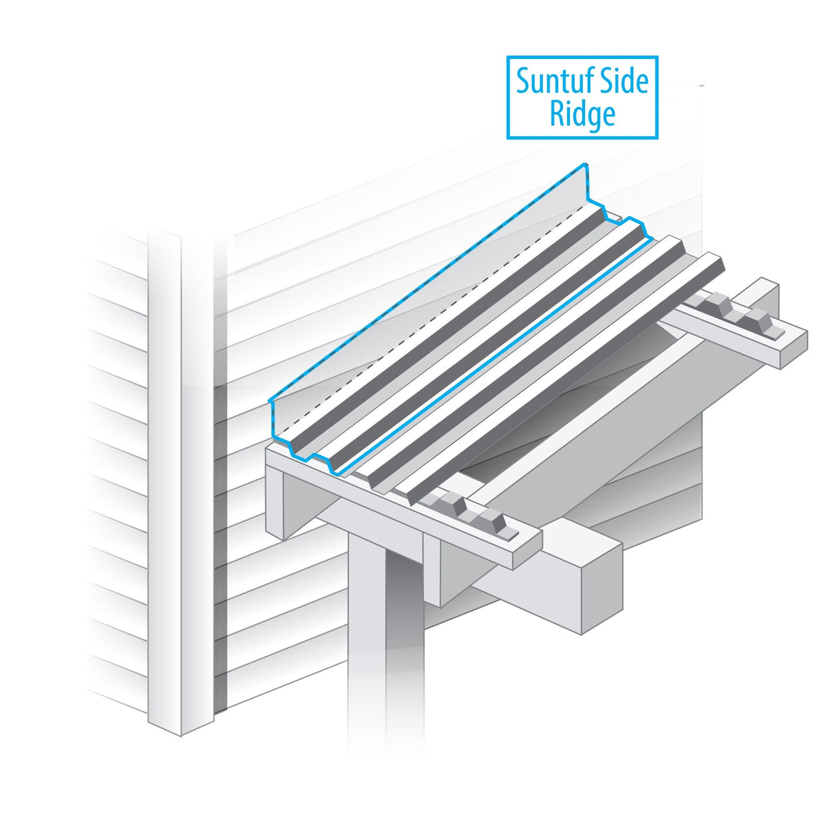 SUNTUF 5-Pack 7-in x 50-in Polycarbonate Roof Panel Ridge Caps - White Opal