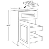 Home Decorators Collection Grayson 18 in. W x 24 in. D x 34.5 in. H Assembled Plywood Base Kitchen Cabinet in Mythic Blue with 2ROT Utility LH