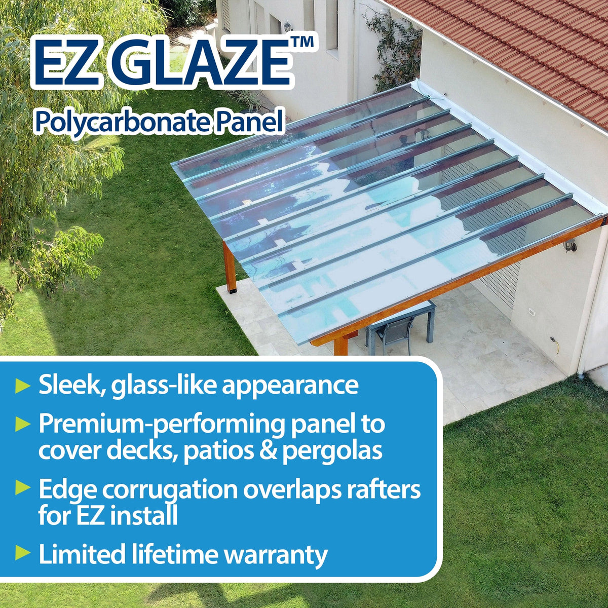 EZ GLAZE 2.24-ft x 12-ft Corrugated Bronze Polycarbonate Roof Panel, 5-Pack