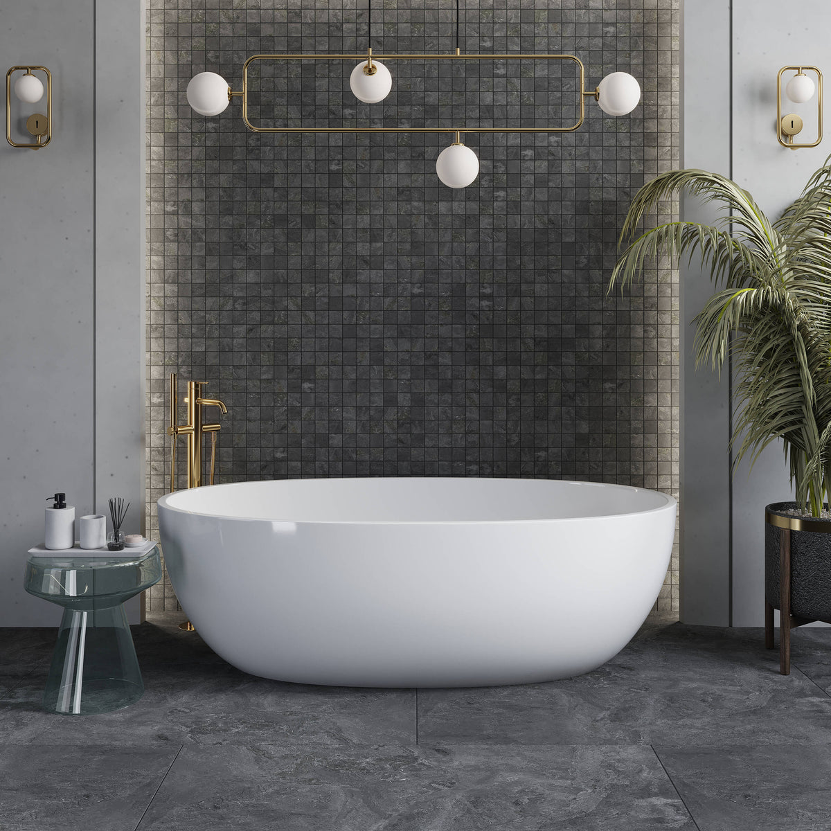 Apollo Tile Splendor Slate Black 24-in x 48-in Matte Porcelain Brick Cement Look Floor and Wall Tile (15.55-sq. ft/ Carton)