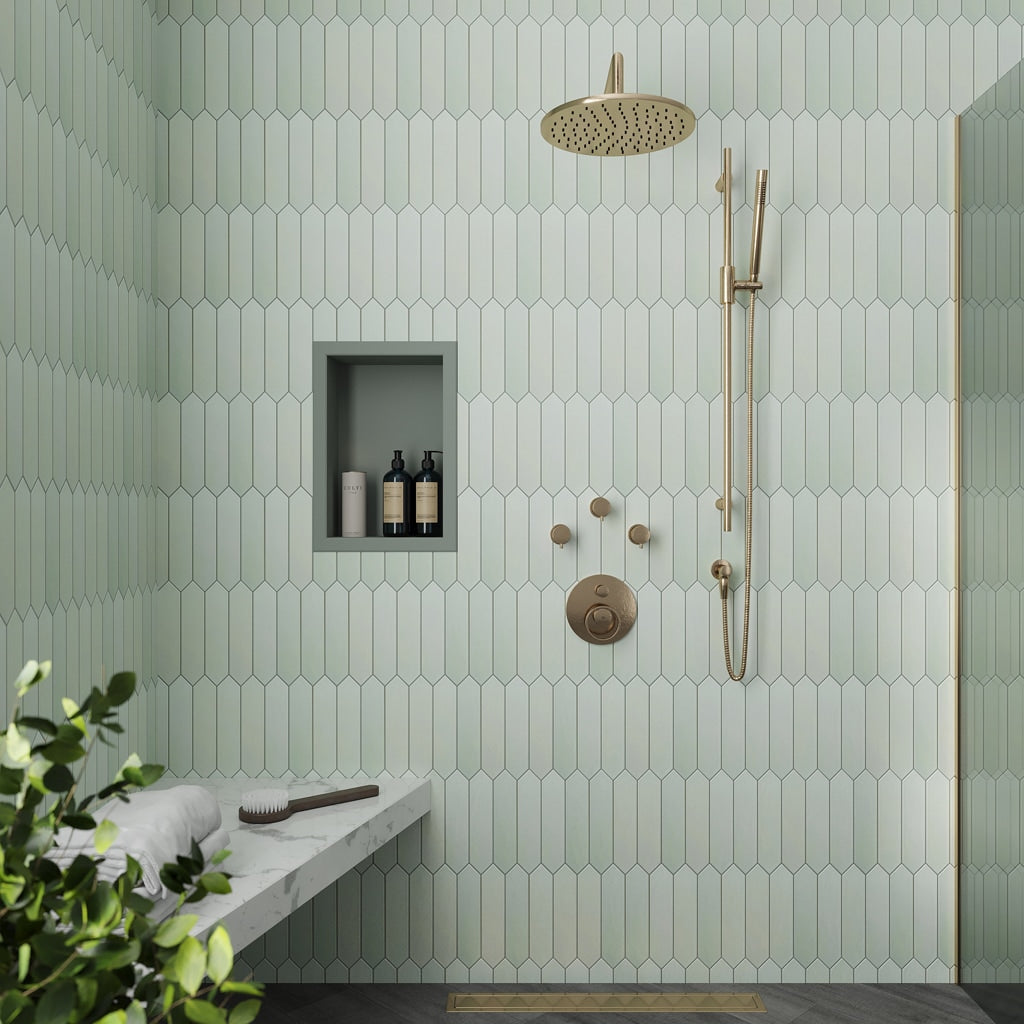 Apollo Tile Piquet Tea Green 2-in x 10-in Matte Ceramic Stone Look Floor and Wall Tile (5.38-sq. ft/ Carton)