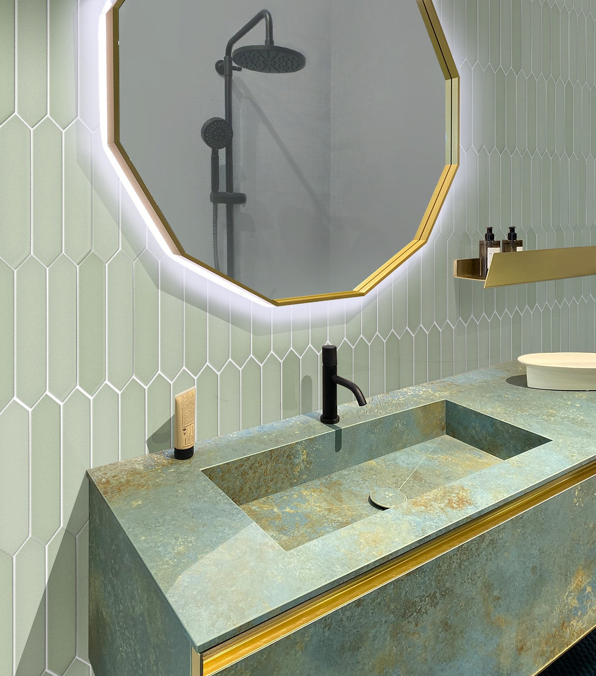 Apollo Tile Piquet Tea Green 2-in x 10-in Matte Ceramic Stone Look Floor and Wall Tile (5.38-sq. ft/ Carton)