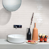Apollo Tile Silken Ivory White 3-in x 16-in Glossy Ceramic Brick Look Floor and Wall Tile (10.76-sq. ft/ Carton)