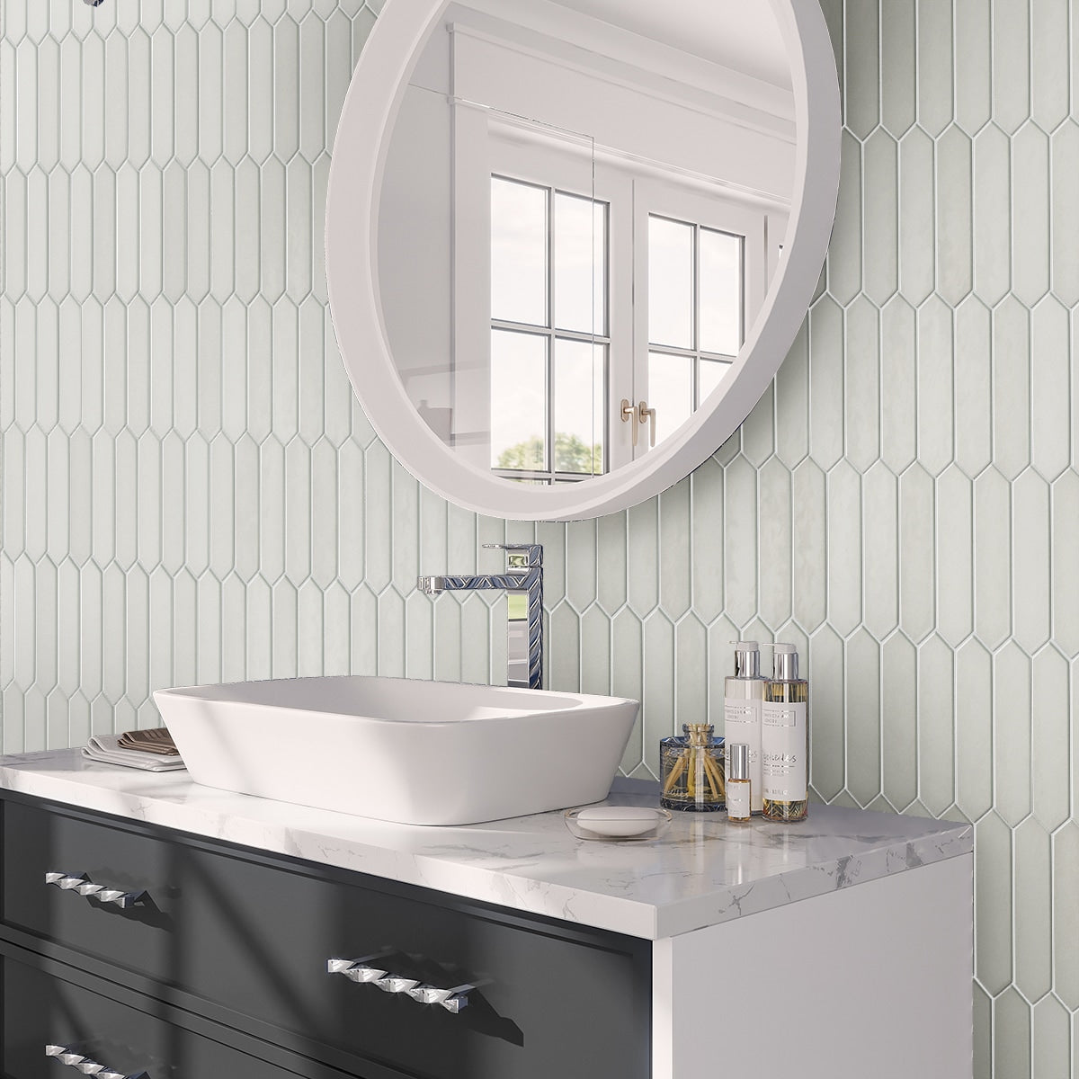 Apollo Tile Festa Pearl White 2-in x 10-in Matte Ceramic Stone Look Floor and Wall Tile (2.37-sq. ft/ Carton)