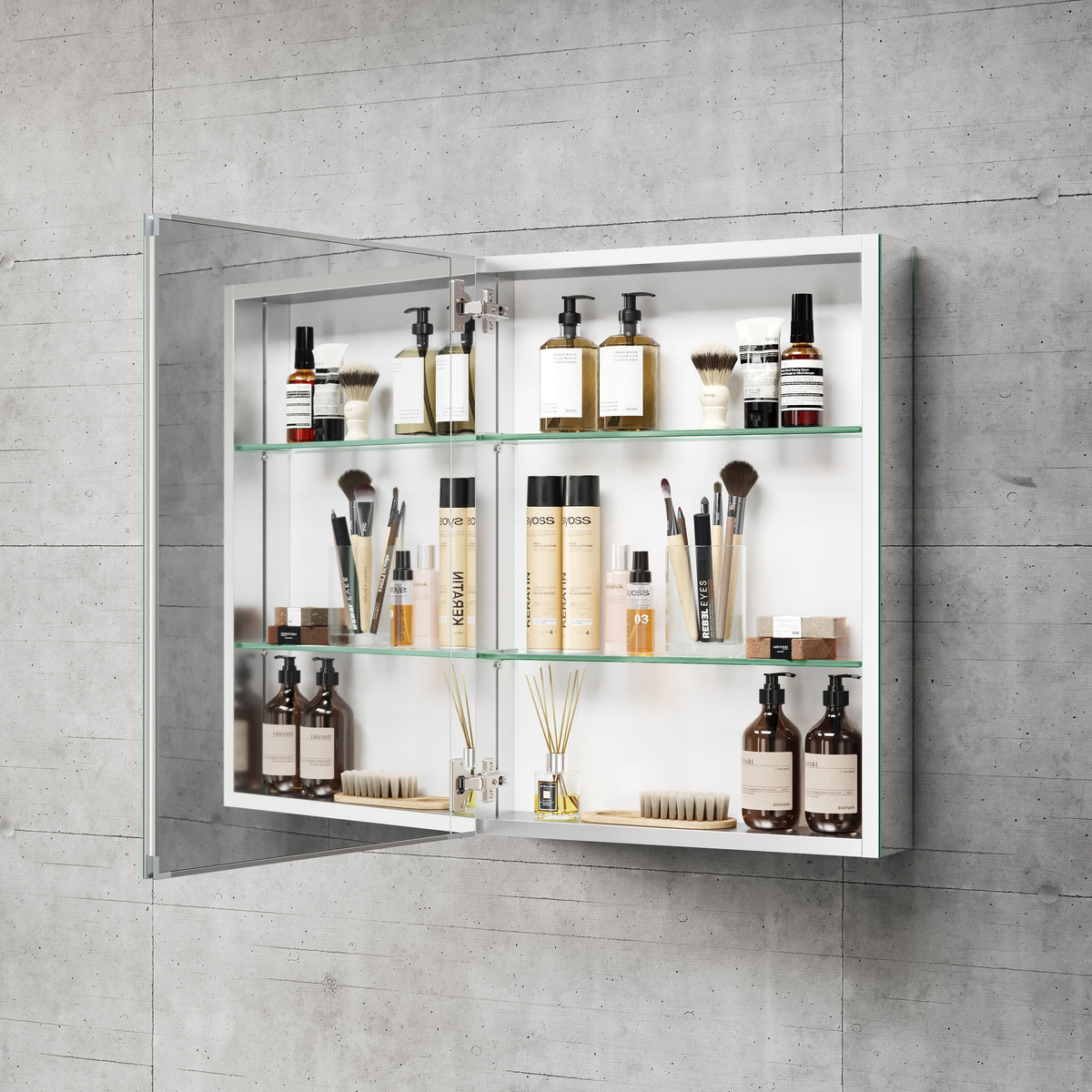 NeuType 20-in W x 26-in H Sliver Square Medicine Cabinet Mirror