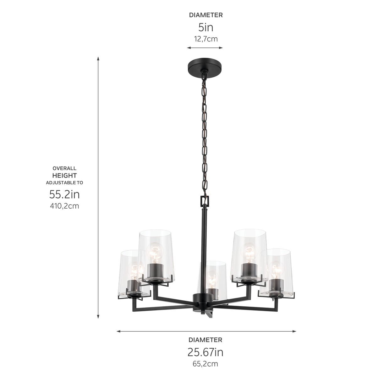 Kichler Birk 5-Light Black Farmhouse Chandelier
