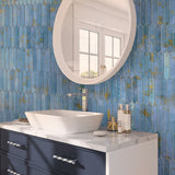 Apollo Tile Festa Blue 2-in x 10-in Glossy Ceramic Stone Look Floor and Wall Tile (2.37-sq. ft/ Carton)