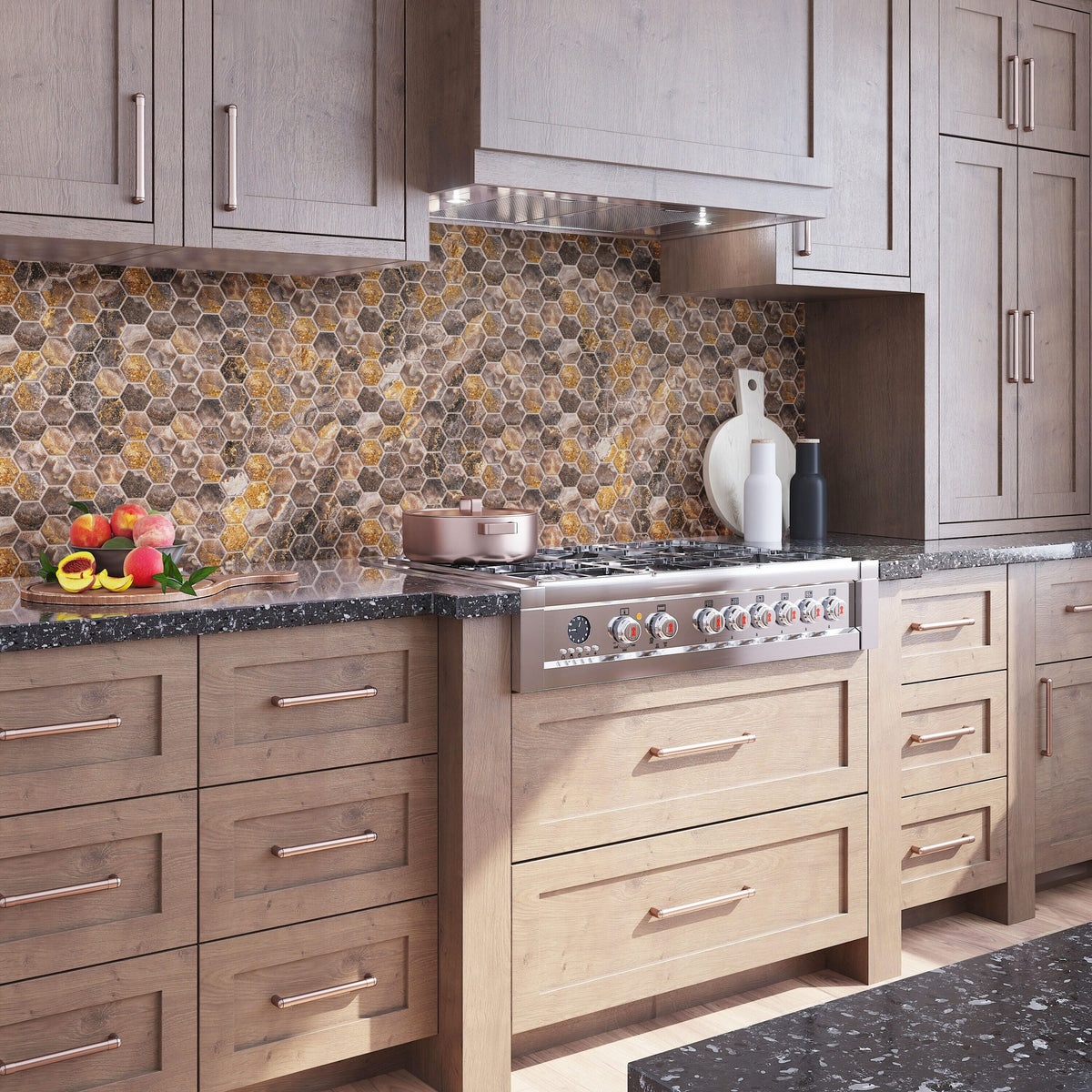 Apollo Tile Splendor Brown 12-in x 12-in Polished Porcelain Hexagon Patterned Floor and Wall Tile (7.09-sq. ft/ Carton)