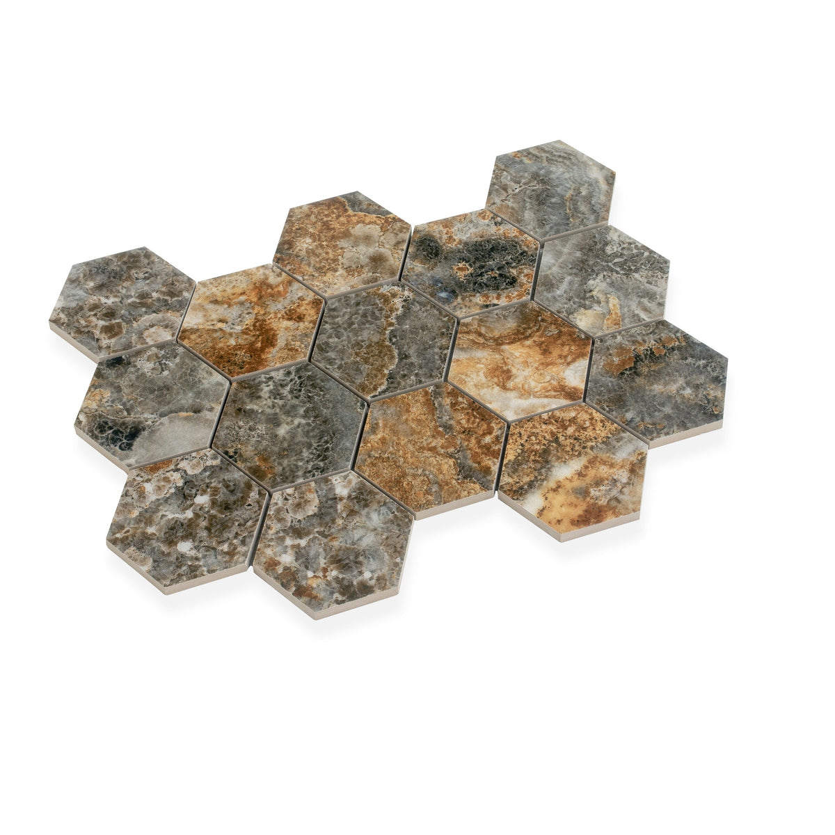 Apollo Tile Splendor Brown 12-in x 12-in Polished Porcelain Hexagon Patterned Floor and Wall Tile (7.09-sq. ft/ Carton)