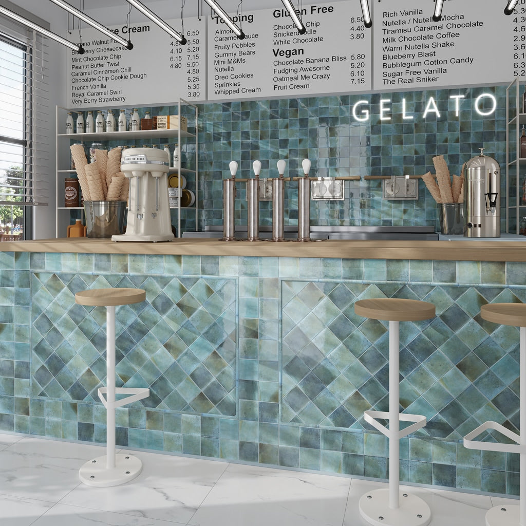 Apollo Tile Antiek Blue 4-in x 4-in Glossy Ceramic Stone Look Floor and Wall Tile (5.39-sq. ft/ Carton)
