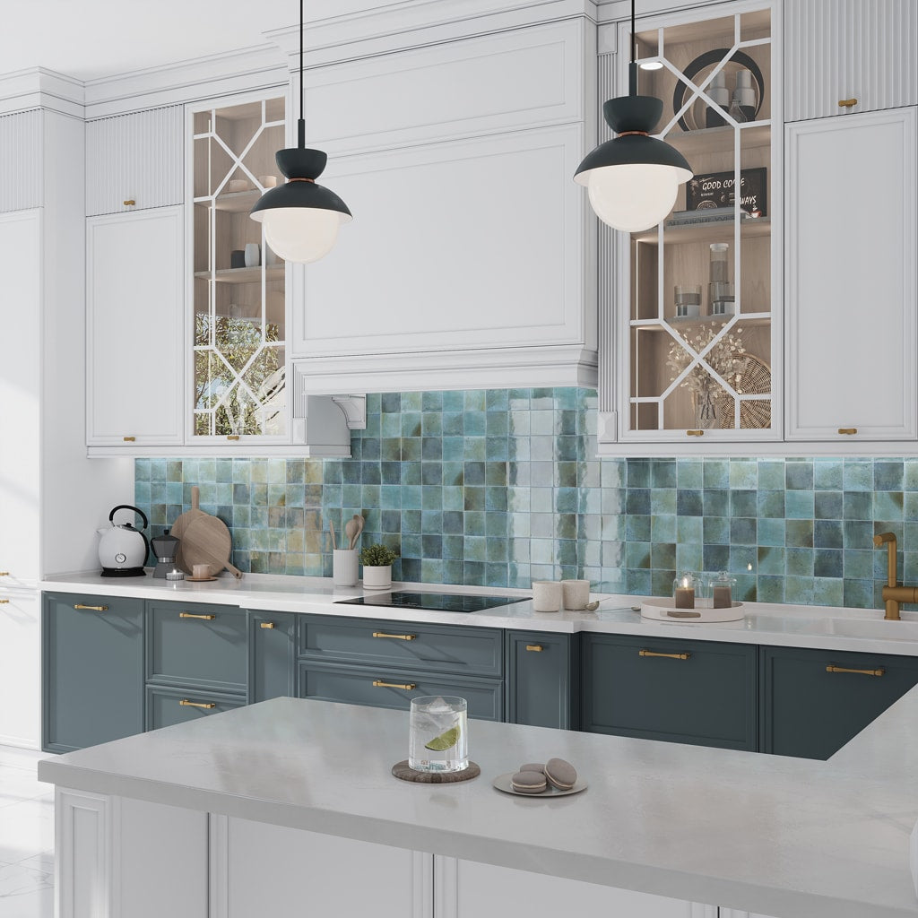 Apollo Tile Antiek Blue 4-in x 4-in Glossy Ceramic Stone Look Floor and Wall Tile (5.39-sq. ft/ Carton)