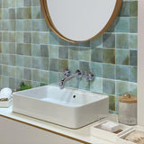 Apollo Tile Antiek Blue 4-in x 4-in Glossy Ceramic Stone Look Floor and Wall Tile (5.39-sq. ft/ Carton)