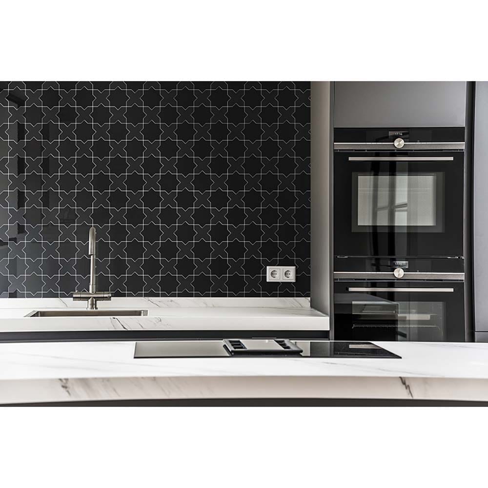 Apollo Tile Siena Black 6-in x 6-in Glossy Ceramic Stone Look Floor and Wall Tile (5.37-sq. ft/ Carton)