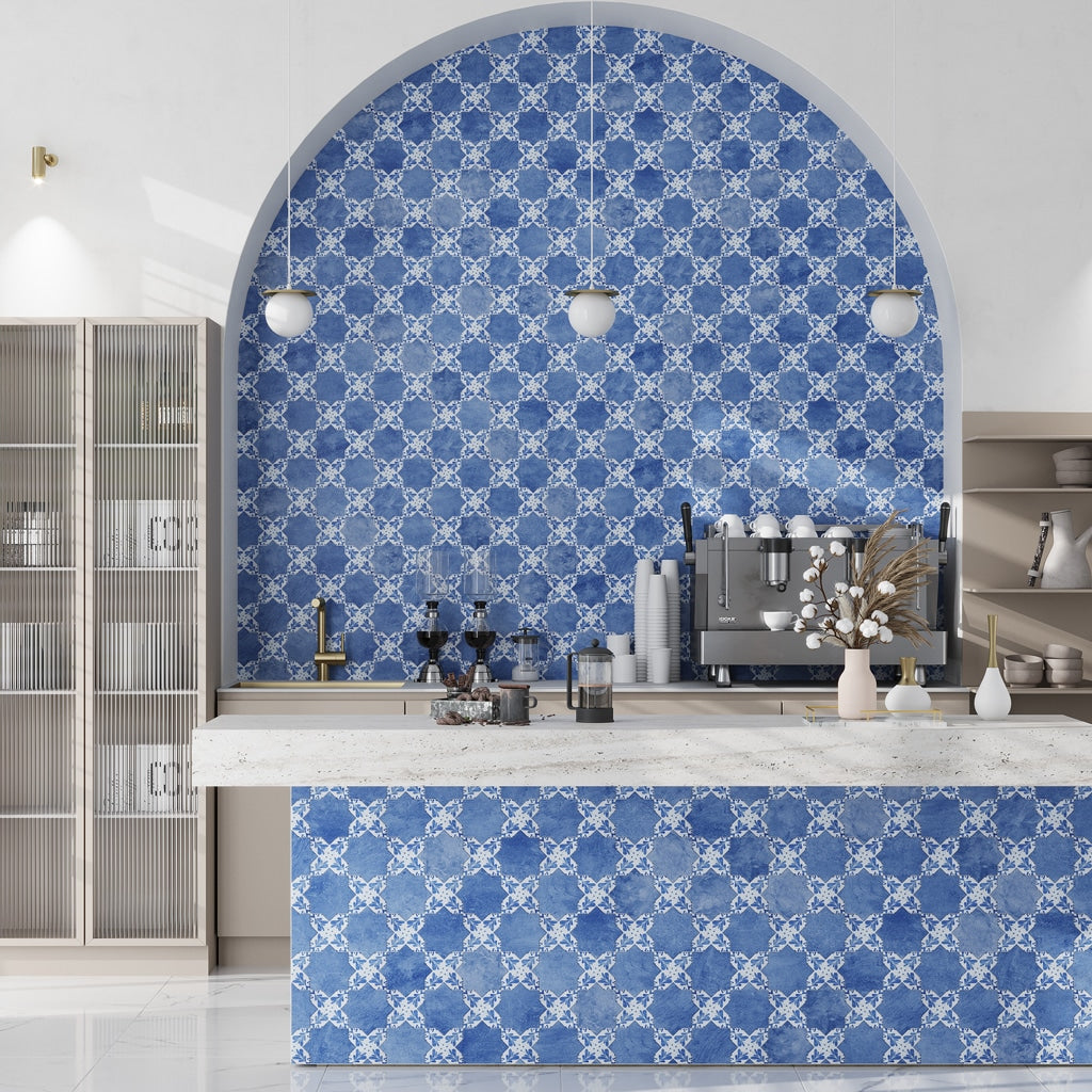 Apollo Tile Siena Cornflower Blue 6-in x 6-in Matte Ceramic Patterned Floor and Wall Tile (5.37-sq. ft/ Carton)