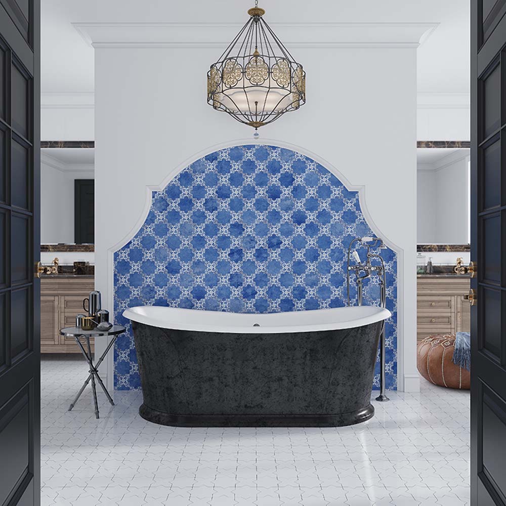 Apollo Tile Siena Cornflower Blue 6-in x 6-in Matte Ceramic Patterned Floor and Wall Tile (5.37-sq. ft/ Carton)