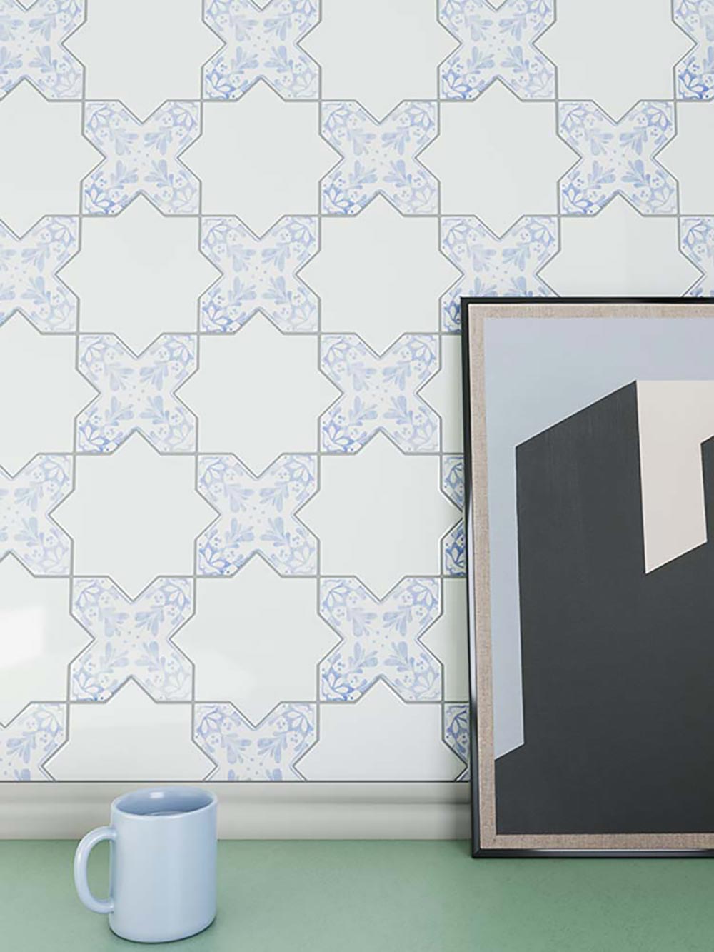 Apollo Tile Siena Cornflower Blue 6-in x 6-in Matte Ceramic Patterned Floor and Wall Tile (5.37-sq. ft/ Carton)