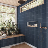 Apollo Tile Arte Blue 2-in x 8-in Matte Ceramic Brick Patterned Floor and Wall Tile (4.1-sq. ft/ Carton)
