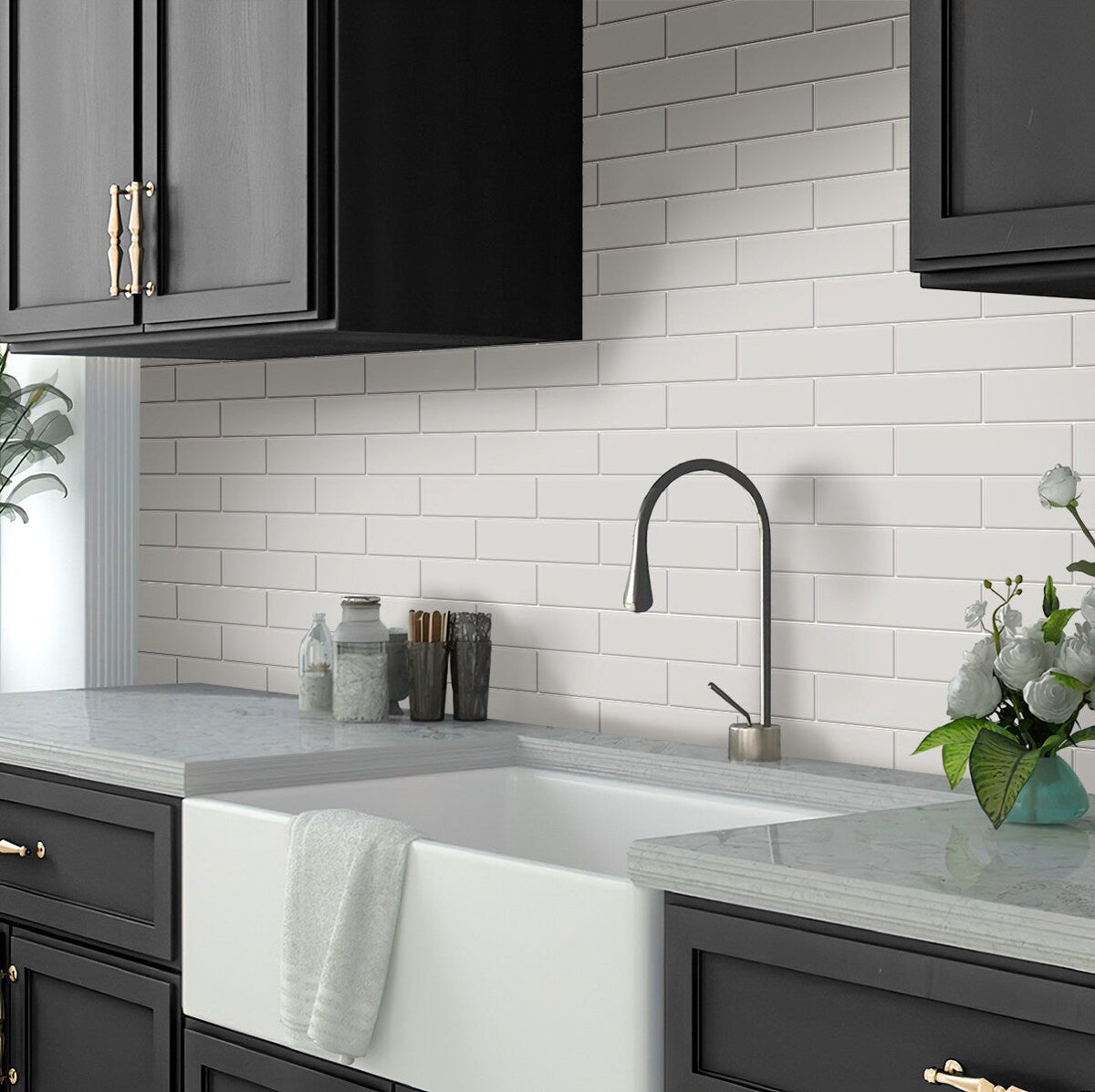 Apollo Tile Arte White 2-in x 8-in Matte Ceramic Brick Look Floor and Wall Tile (5.4-sq. ft/ Carton)