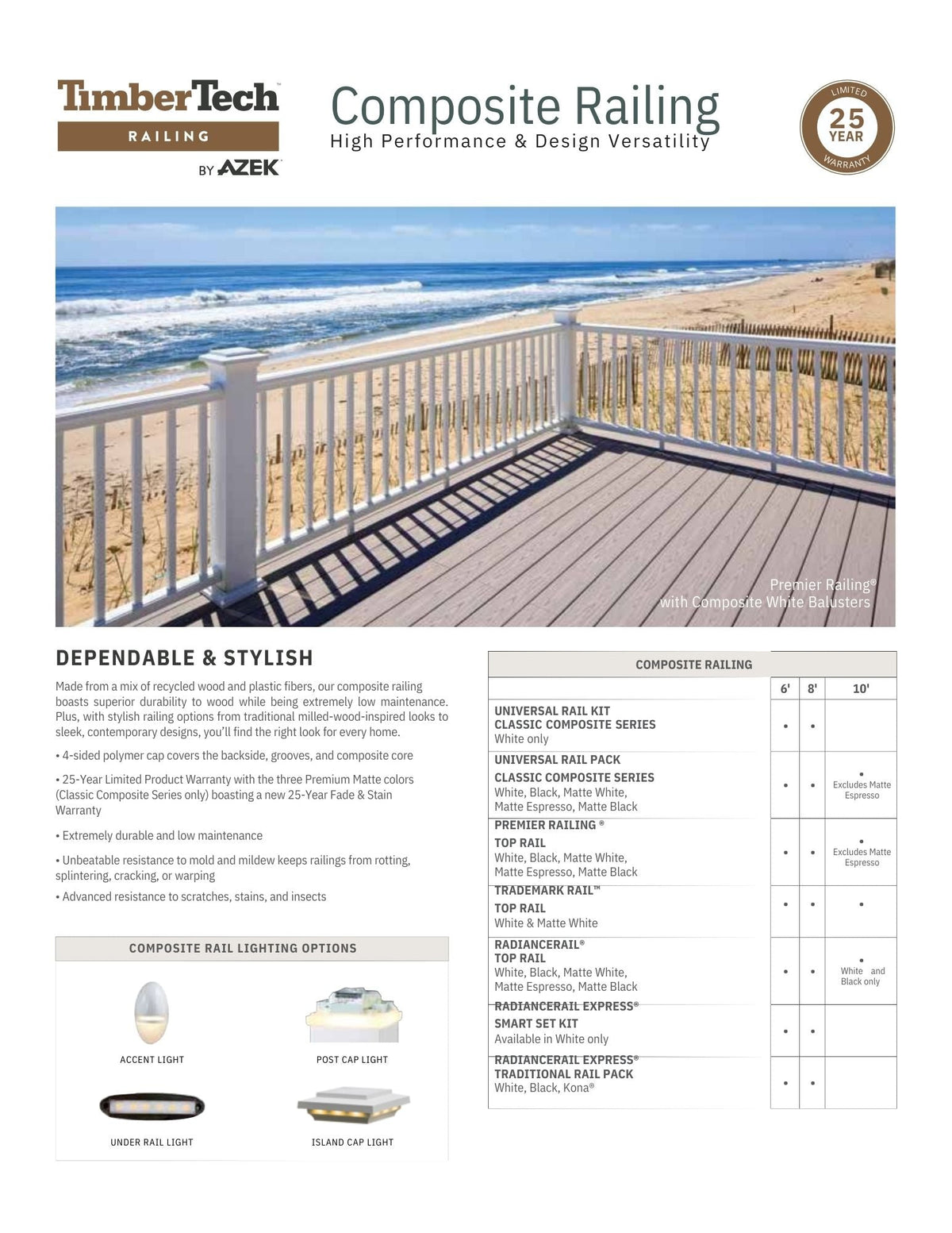 TimberTech RadianceRail Express 8-ft x 36-in Kona Composite Deck Rail Kit