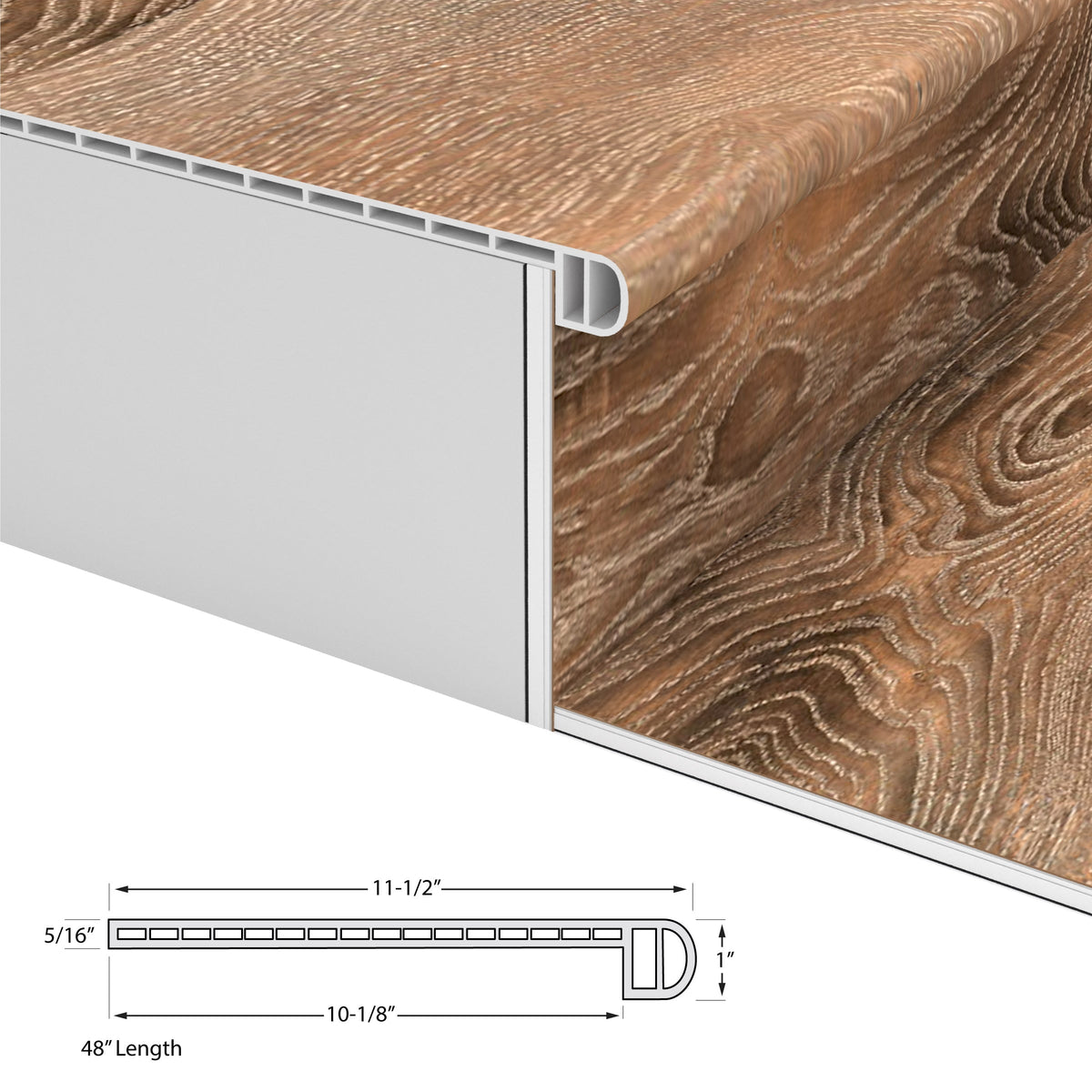 CALI Longboards Vinyl Pro 11.5-in x 48-in Osprey Oak Stair Tread