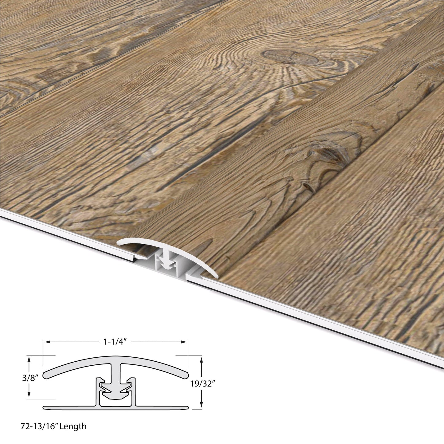 CALI Point Break Pine 1.25-in x 72.83-in Vinyl Floor T-Moulding