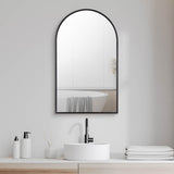 18-in x 30-in Surface Mount Black Mirrored Arched Medicine Cabinet