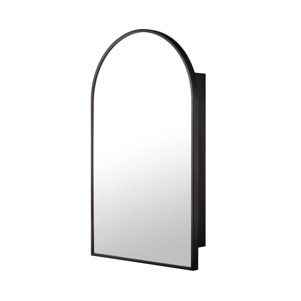 18-in x 30-in Surface Mount Black Mirrored Arched Medicine Cabinet