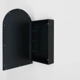 18-in x 30-in Surface Mount Black Mirrored Arched Medicine Cabinet