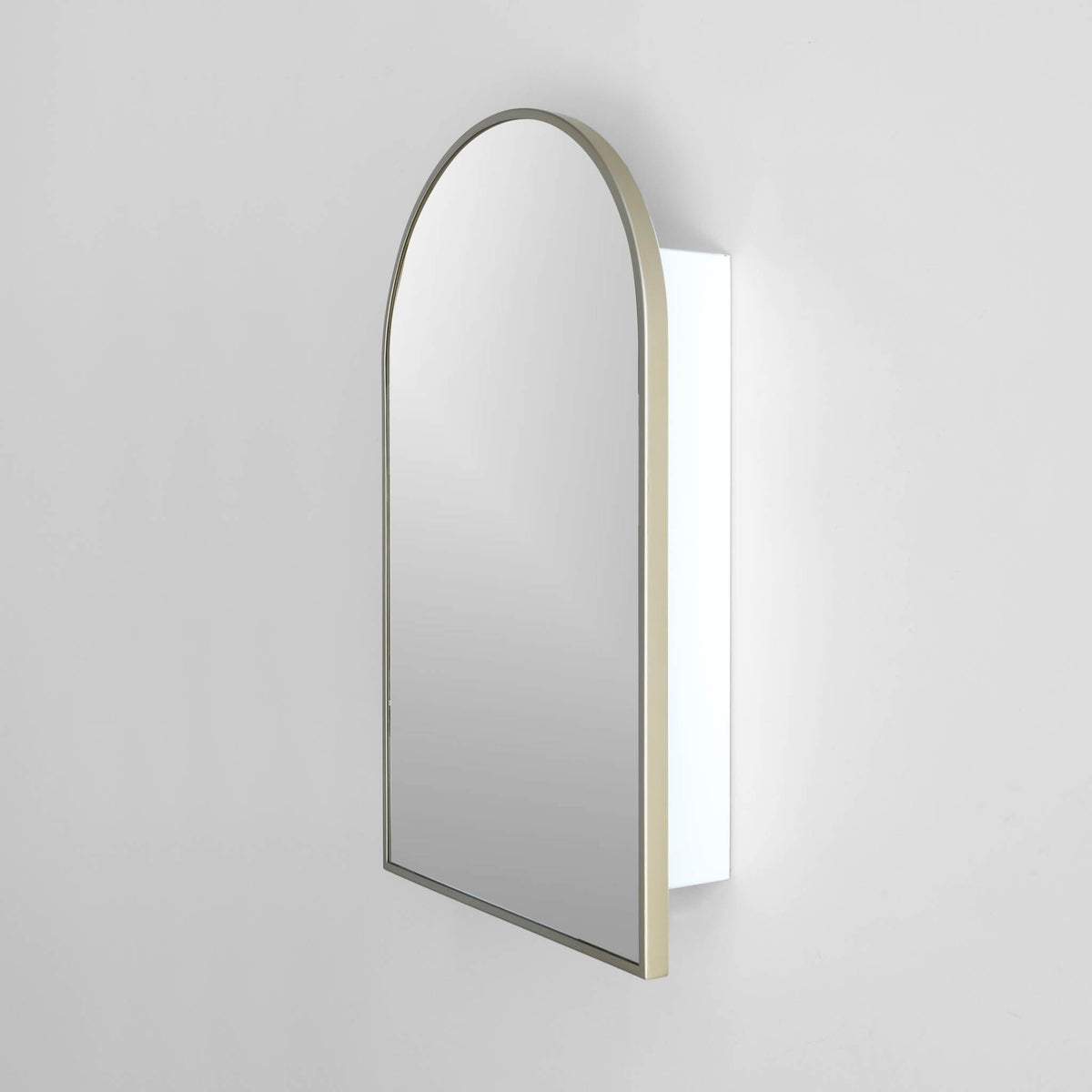 18-in x 30-in Surface Mount Gold Mirrored Arched Medicine Cabinet