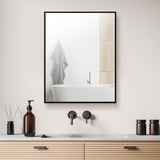22-in x 28-in Surface Mount Black Mirrored Medicine Cabinet