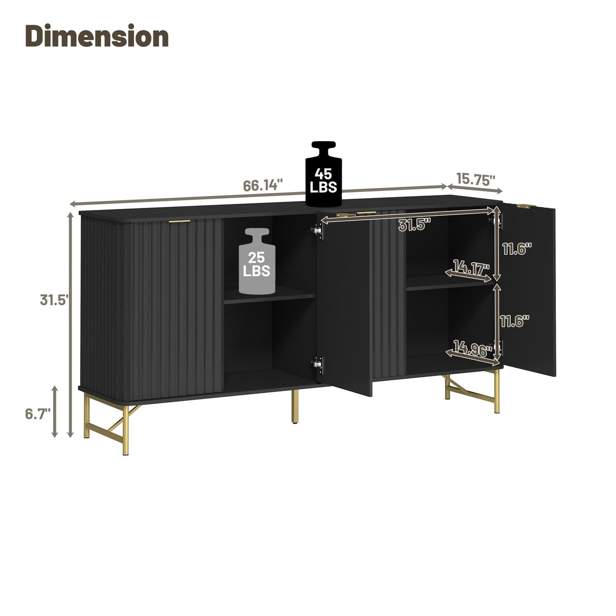 Clihome 15.75-in W x 31.5-in H Mdf Black Freestanding Utility Storage Cabinet