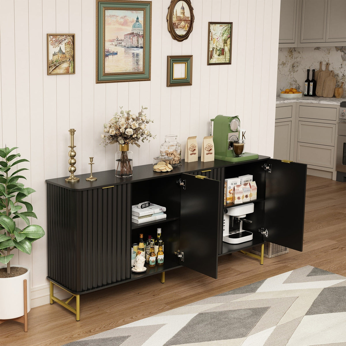 Clihome 15.75-in W x 31.5-in H Mdf Black Freestanding Utility Storage Cabinet