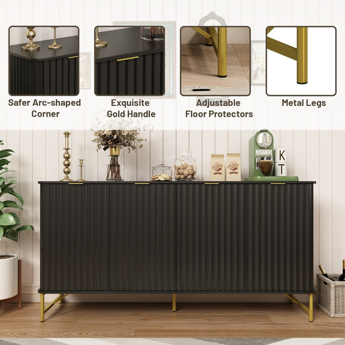 Clihome 15.75-in W x 31.5-in H Mdf Black Freestanding Utility Storage Cabinet