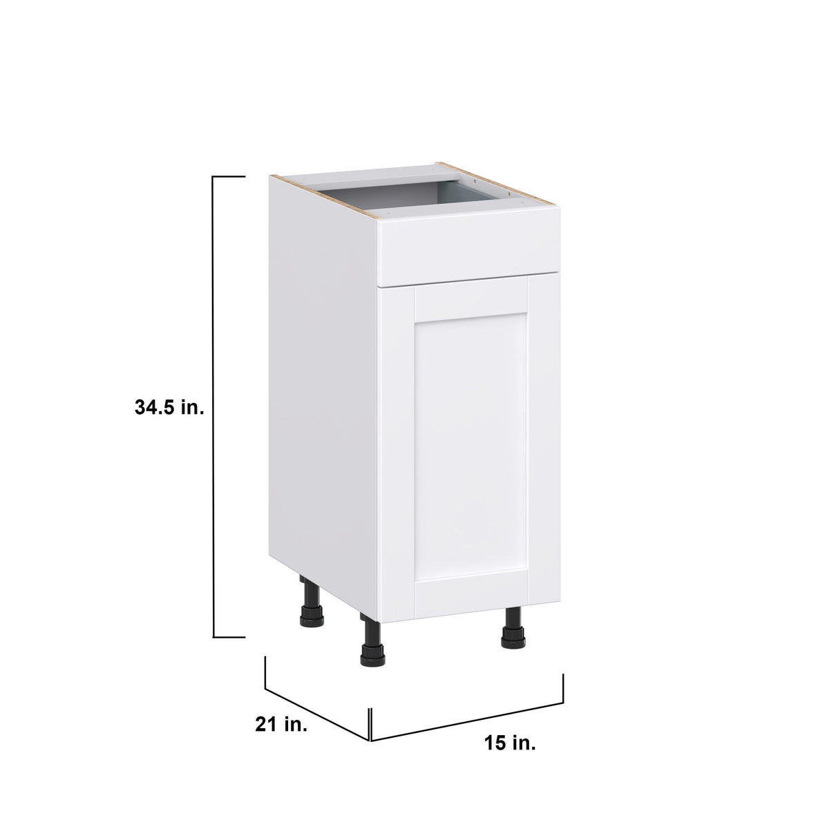 Hugo&Borg Rosemont 15-in W x 34.5-in H x 21-in D Glacier White 1-Drawer Base Fully Assembled Cabinet (Recessed Panel Shaker Style)