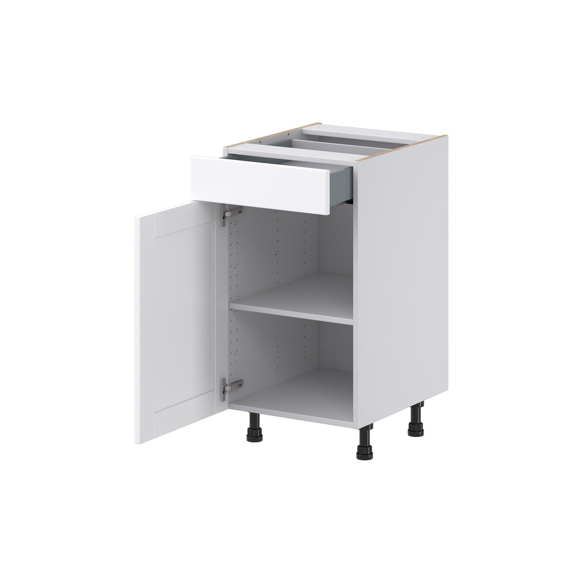 Hugo&Borg Rosemont 18-in W x 34.5-in H x 21-in D Glacier White 1-Drawer Base Fully Assembled Cabinet (Recessed Panel Shaker Style)
