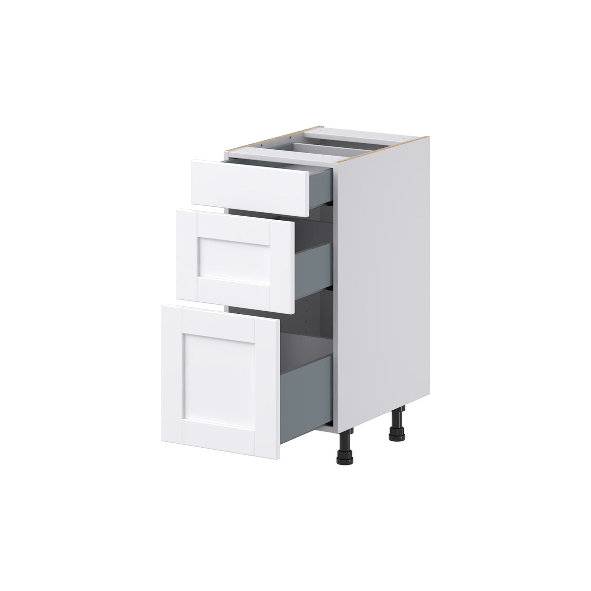 Hugo&Borg Rosemont 15-in W x 34.5-in H x 21-in D Glacier White 3-Drawer Base Fully Assembled Cabinet (Recessed Panel Style)
