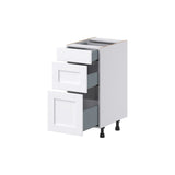 Hugo&Borg Rosemont 15-in W x 34.5-in H x 21-in D Glacier White 3-Drawer Base Fully Assembled Cabinet (Recessed Panel Style)