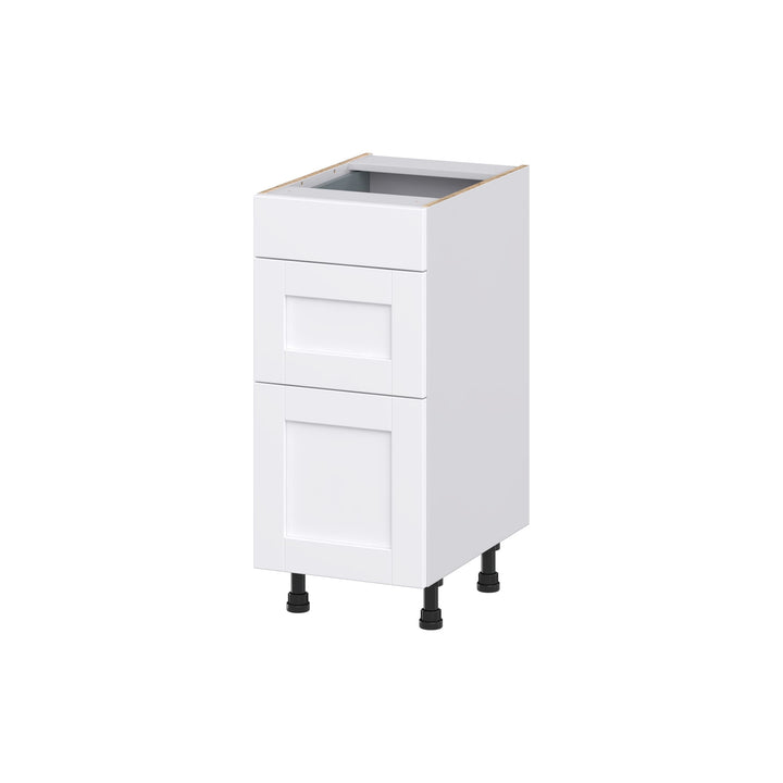 Hugo&Borg Rosemont 15-in W x 34.5-in H x 21-in D Glacier White 3-Drawer Base Fully Assembled Cabinet (Recessed Panel Style)